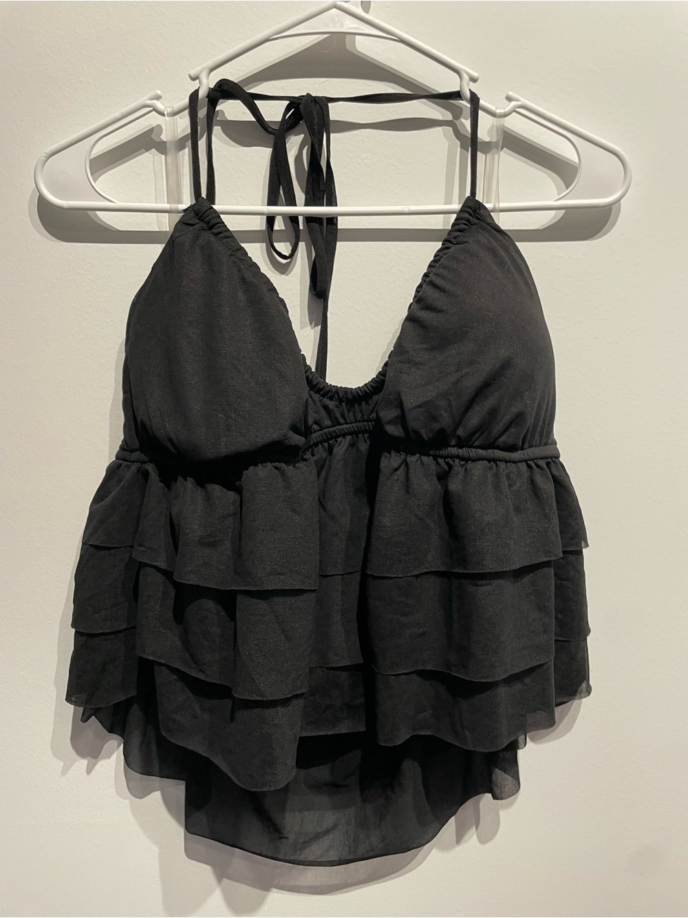 Wild Fable Women's Ruffle Halter Tank Top Black Large NWT